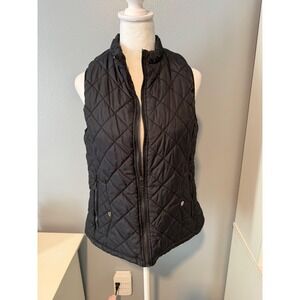 Argstar Womens Black Diamond Quilted Puffer Vest Full Zip Size Medium M